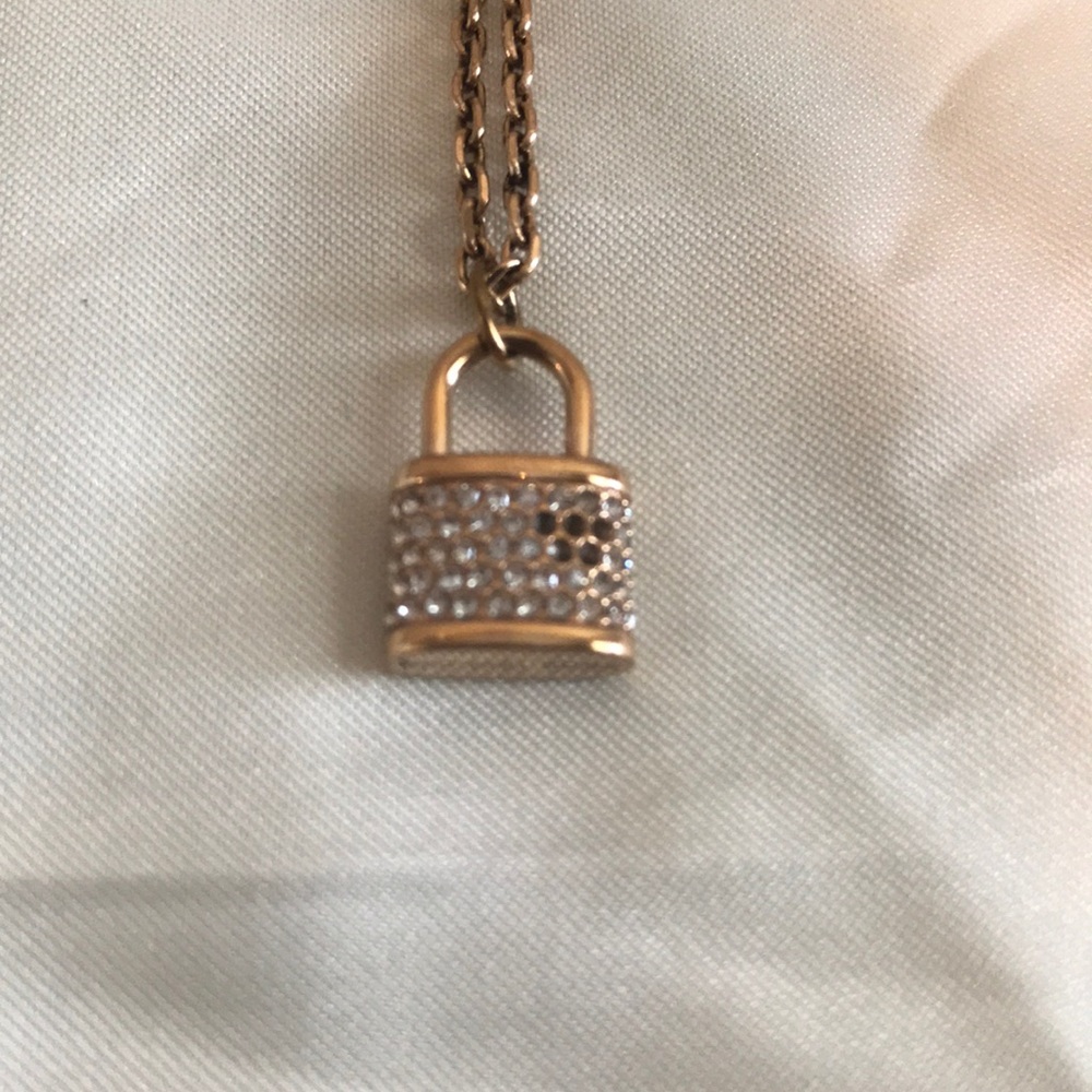 Michael Kors Rose Gold Necklace with Purse Charm - Picture 2 of 5